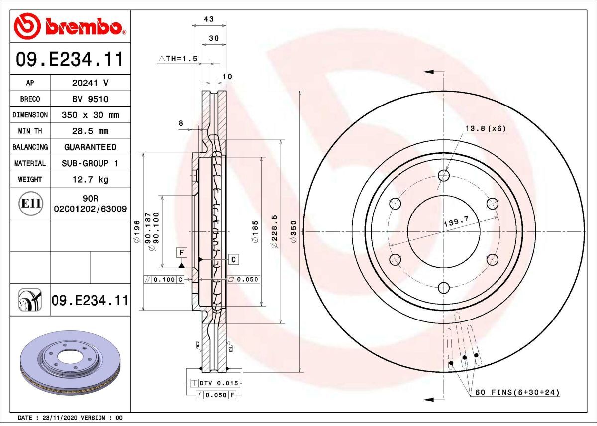 Bremsscheibe BREMBO 09.E234.11, 1 Stück