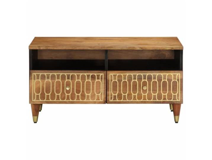 Table basse - Brun - Bois de manguier massif - Contemporain - Design