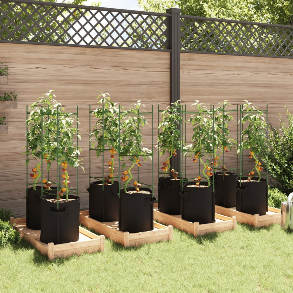 vidaXL Cages à tomates avec sacs à plantes 8 pcs 116 cm acier et PP