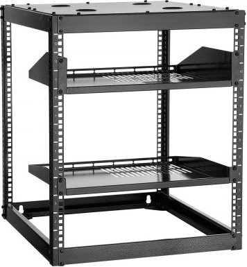 VEVOR 12U Open Frame Network Rack, 585 mm diep, wandmontage of staand serverrack met geventileerde planken en montageaccessoires voor netwerk-IT en AV-apparatuur