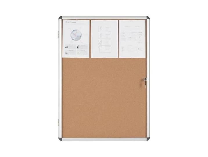 Bi-Office Schaukasten Vitrine Enclore , Kork, geeignet für 9 x DIN A4, silberner Aluminiumrahmen, abschliessbar