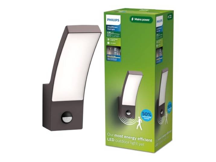 Philips Splay UltraEfficient\, Applique d'extérieur 3\,8W 2700K\, antracite\, détecteur de mouvement\, IP44 résistante aux intempéries