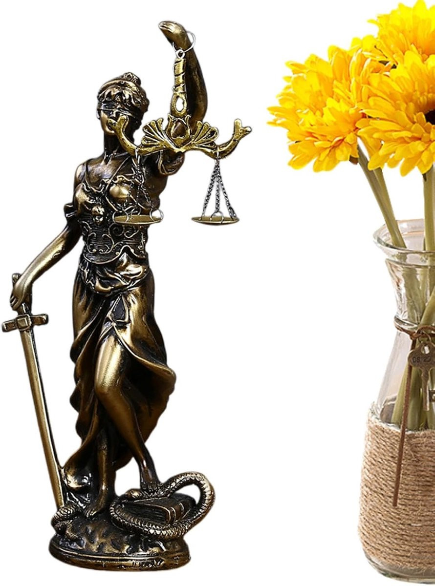 Dame Justitia Beeld - Interieur Decoratie - Hoogte: 31,5 cm - Gekleurd