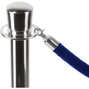Showdown-Displays Absperrkordel aus Stoff, blau, für Personenleitsystem, 1,5m, Endstücke silber