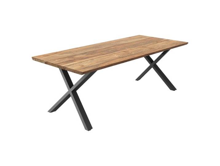 OUTLIV. Negara Gartentisch 220x100cm Edelstahl/Teak recycelt Schweizer Kante Dunkelgrau
