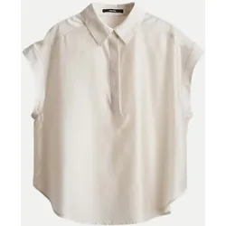 Satinbluse mit Polokragen Zamin Weiß 38