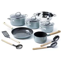 Greenpan Mayflower Keramische Pannenset, Pfannenset + Topfset, Blau