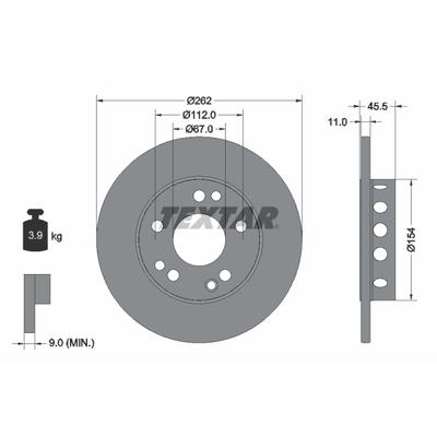 TEXTAR Bremsscheibe PRO 92027403 262mm 11mm für Mercedes