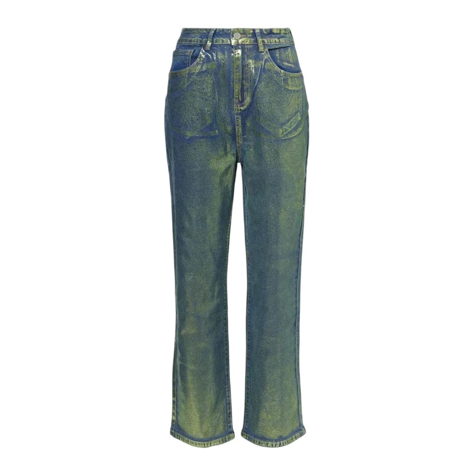 AmyLynn Dames Lupe Metallic 5-Pockets Jeans (Groen)