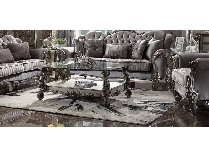 JVmoebel Couchtisch Eleganter Glastisch in Silber mit hochwertiger Holzverarbeitung (Packung), Made in Europa