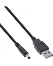 InLine USB DC Stromadapterkabel A Stecker zu 4.0x1.70mm Hohlstecker schwarz zur 5V Spannungsversorgung von Elektronikgeräten mit passender Buchse 4,0x1,70mm. A auf 4,0x1,70mm Pluspol innen Minuspol außen AWG24 Max 15W 5VDC/3A (26806D)