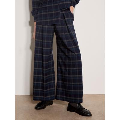 Palazzohose APRICOT "Karierte weite Hose", Damen, Gr. M (38), N-Gr, blau (navy), gewebt, , Modisch, normal, Hosen Palazzohose, mit Taschen