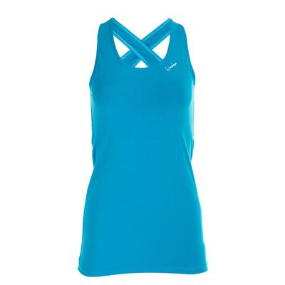 Sporttop WINSHAPE "Tanktop WVR32", Damen, Gr. XS, blau (türkis), 90% Baumwolle, 10% Elasthan, Rundhals, Tops Sporttop, Drop Back Design
