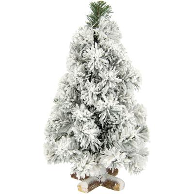 Dekobaum I.GE.A. "Weihnachtsdeko, Weihnachtsbaum", grün (grün, weiß), B:23cm H:38cm T:23cm, Kunststoff, Dekofiguren, Tannenbaum auf Holzfuß mit Kunstschnee 38 cm