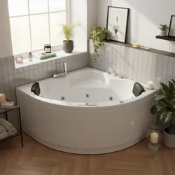 Indoor Whirlpool Eckbadewanne 130x130 cm, 21 Massagedüsen LED, Einbau für 2 Personen, Glasfaser-Acryl, Caribia RIO Premium, Made in Germany