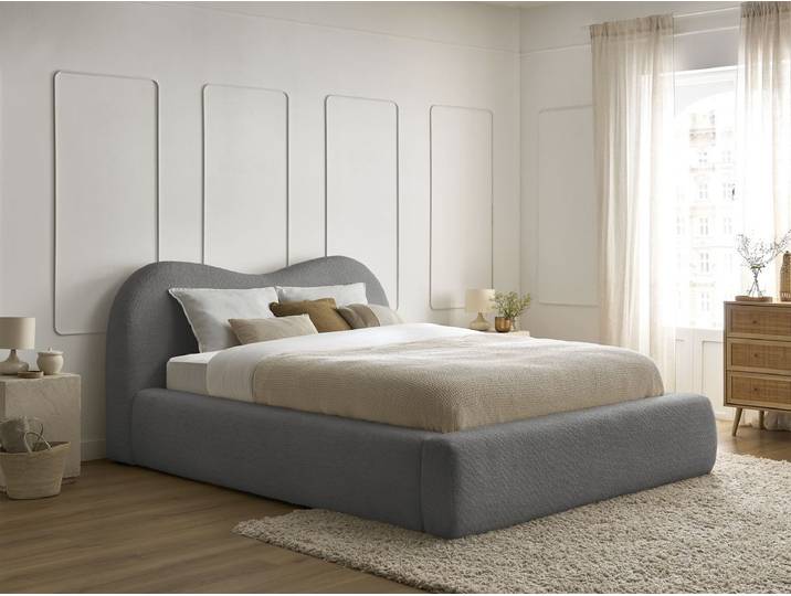 Lit coffre ORLANE tissu bouclette 140x190
