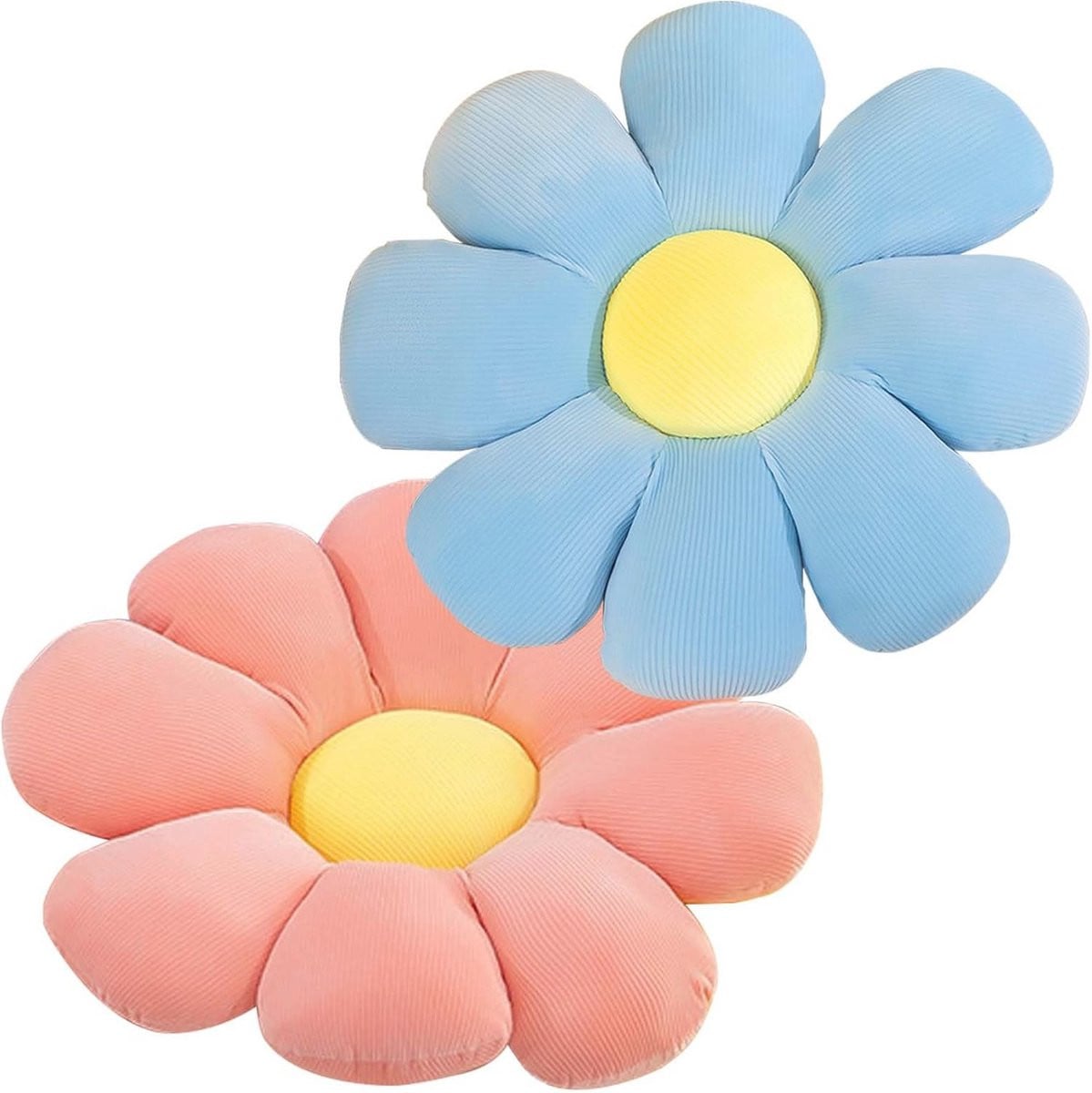 Set van 2 Bloemvormige Vloerkussens van Polyester voor Decoratie en Comfort