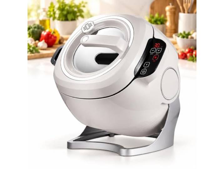 Automatischer Pfannen-Wok, Haushalts-Multicooker-Topf 2000 W Schnelles Aufheizen For Kurzzeitgaren, 360° Automatisches Rühren, For Dampf- Und Suppengaren