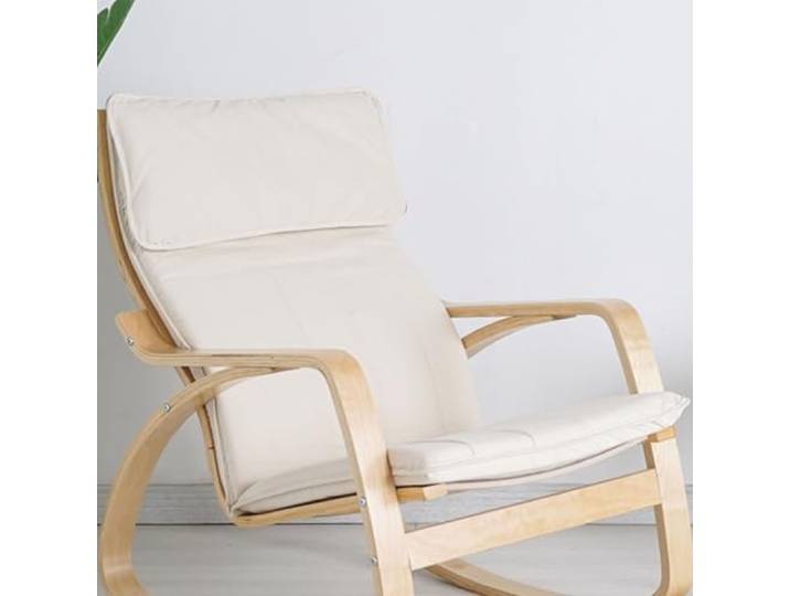 WEIDPHL Coussin De Remplacement pour Chaise en Coton Poang\, Housse De Fauteuil Multicolore\, Coussin en Tissu Amovible\, Chaise en Coton Poang Rembourrée Épaisse\,Blanc