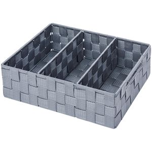 Wenko Aufbewahrungskorb Adria 3 Fächer, 32 x 10 x 21 cm, Kunststoff, grau