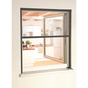 Culex Fliegengitter Alu Smart anthrazit, für Fenster, mit Rahmen, mit Rollo, 130x160cm