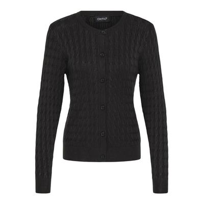 Strickjacke OXMO "Strickjacke OXSasja", Damen, Gr. M, schwarz, Obermaterial: 70% Viskose CV. 30% Nylon NY., Strickjacken Strickjacke