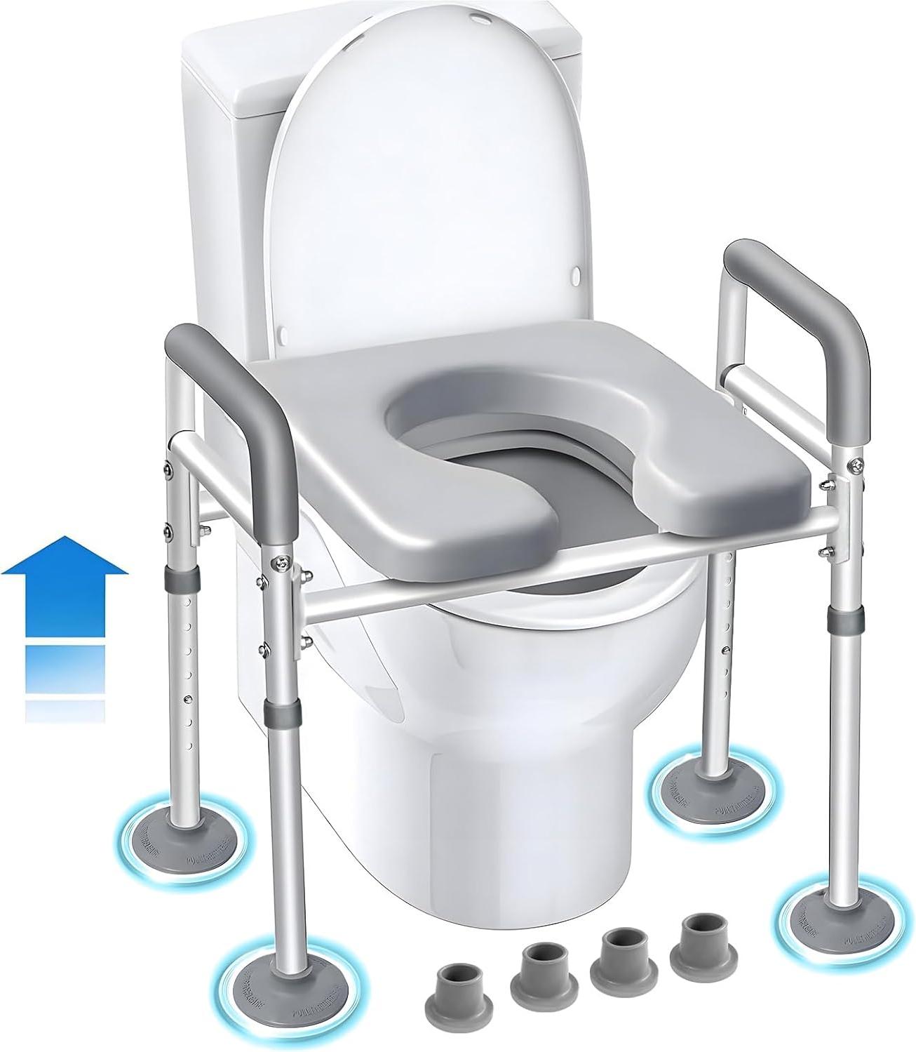 Senioren-toiletstuhl mit Armlehne - WC-Hochstuhl - mit Abdeckung und Armlehnen - verstellbar - einfaches Bedienung