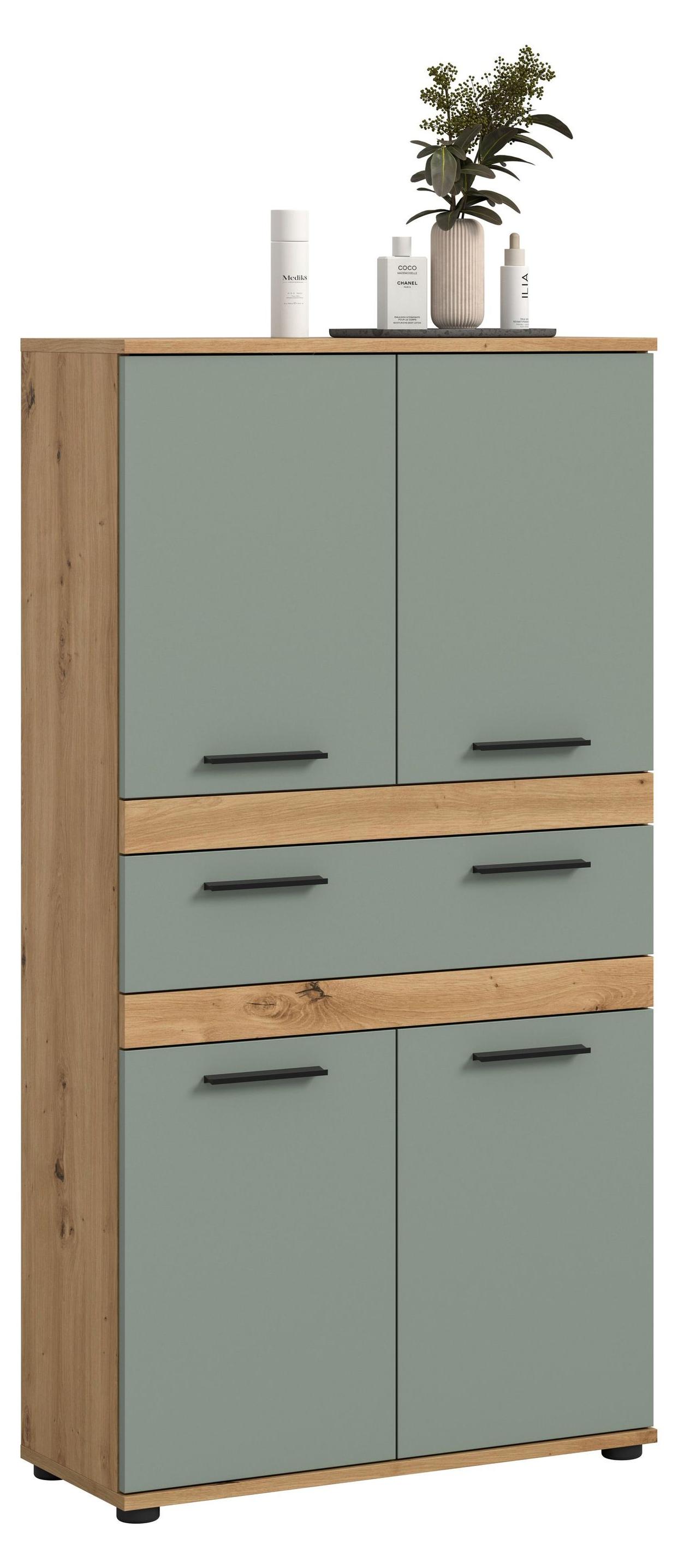 Aileenstore Hochschrank NORDIC, 70x137x31 cm, Salbei / Eiche-Optik Artisan