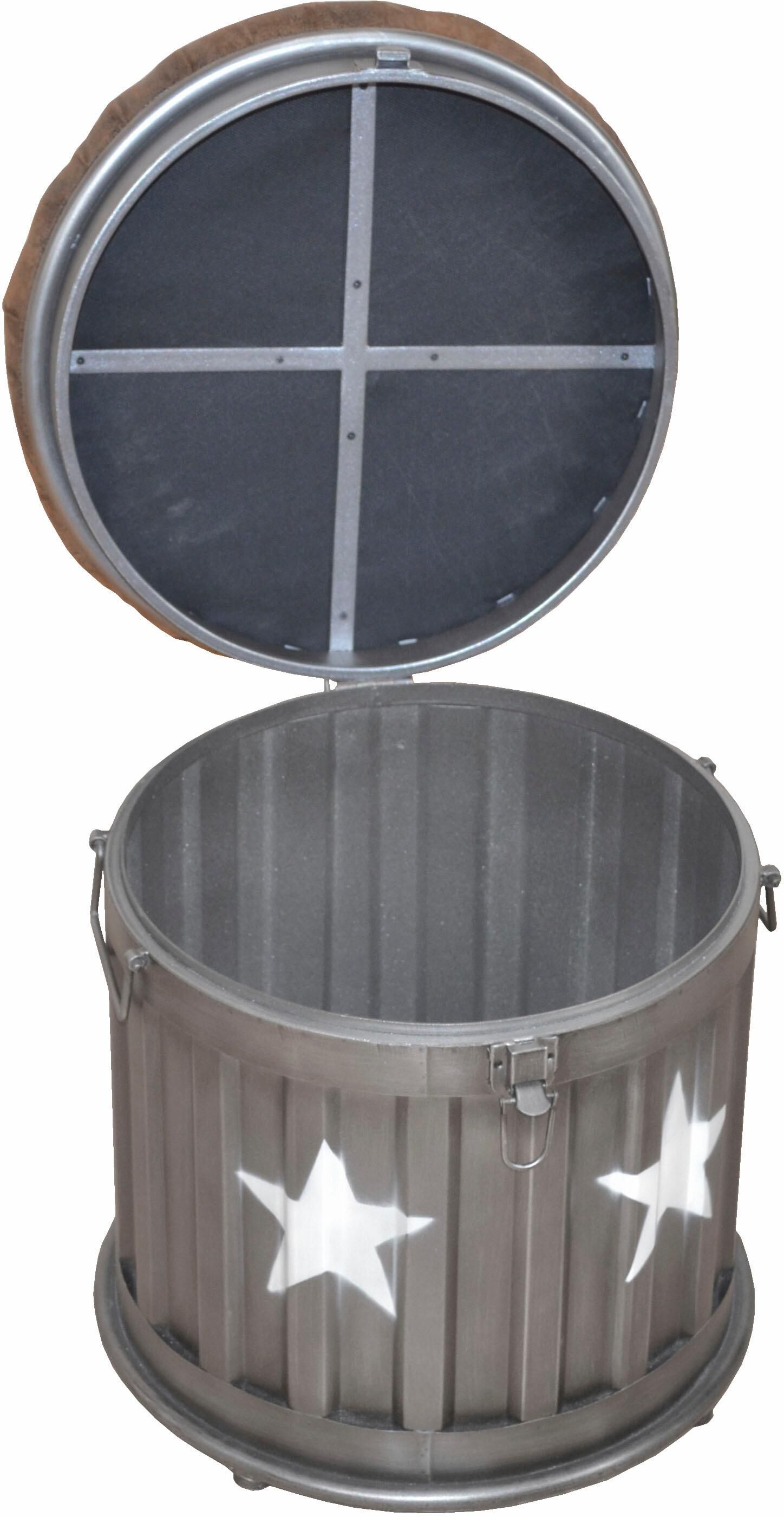 Stauraumhocker HOME AFFAIRE, silber (silberfarben), B:42cm H:42cm T:42cm, Stabile Sitzgelegenheit mit Mehrwert: Der Sitzhocker von Home affaire mit Stauraum begeistert durch seine stabile Konstruktion. Zudem handelt es sich bei diesem Hocker um ein prakti