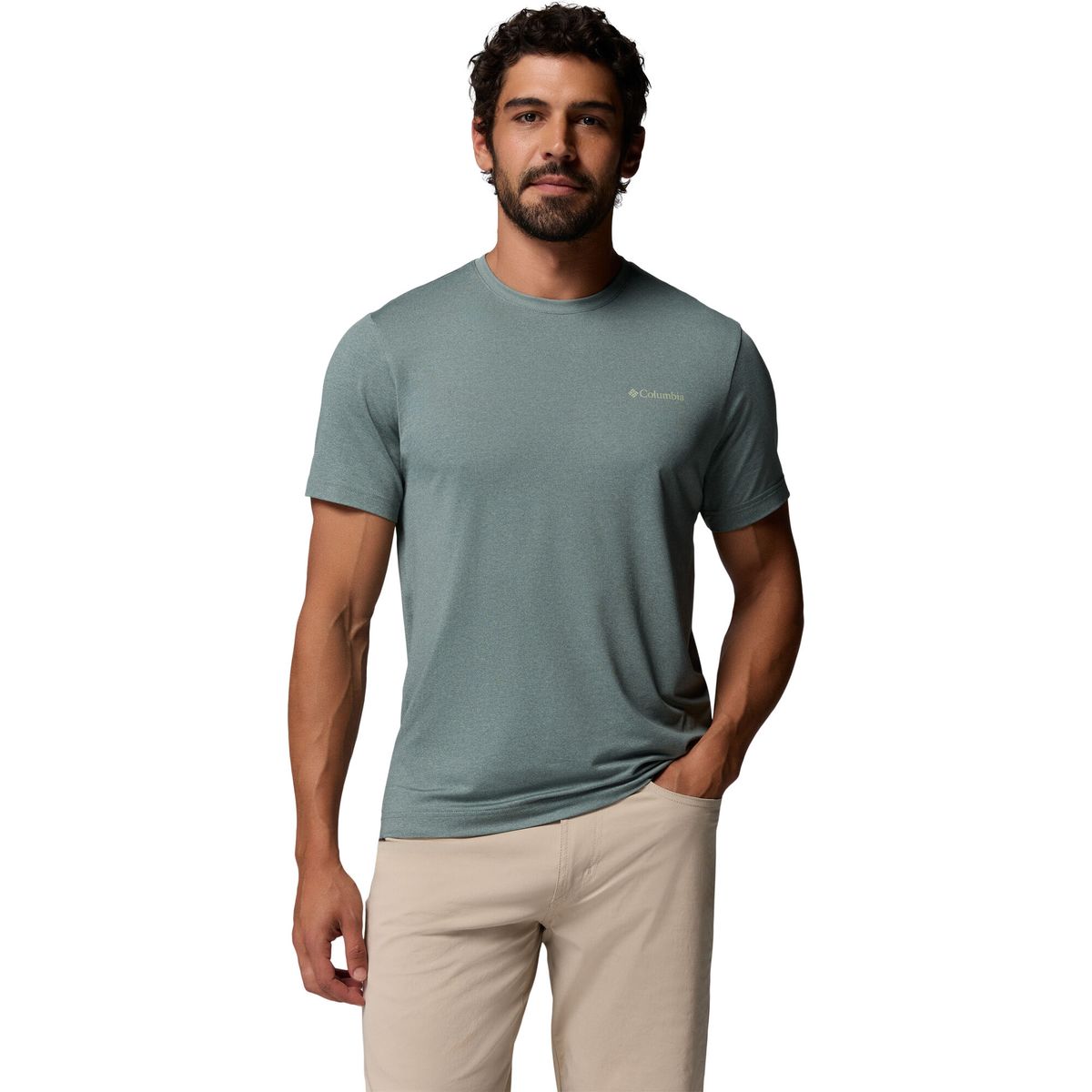 Columbia Men's Parsons Point Back Graphic Technical T-shirt sedona sage heather blocky banner button (342) XXL 216508-2165081-342-XXL