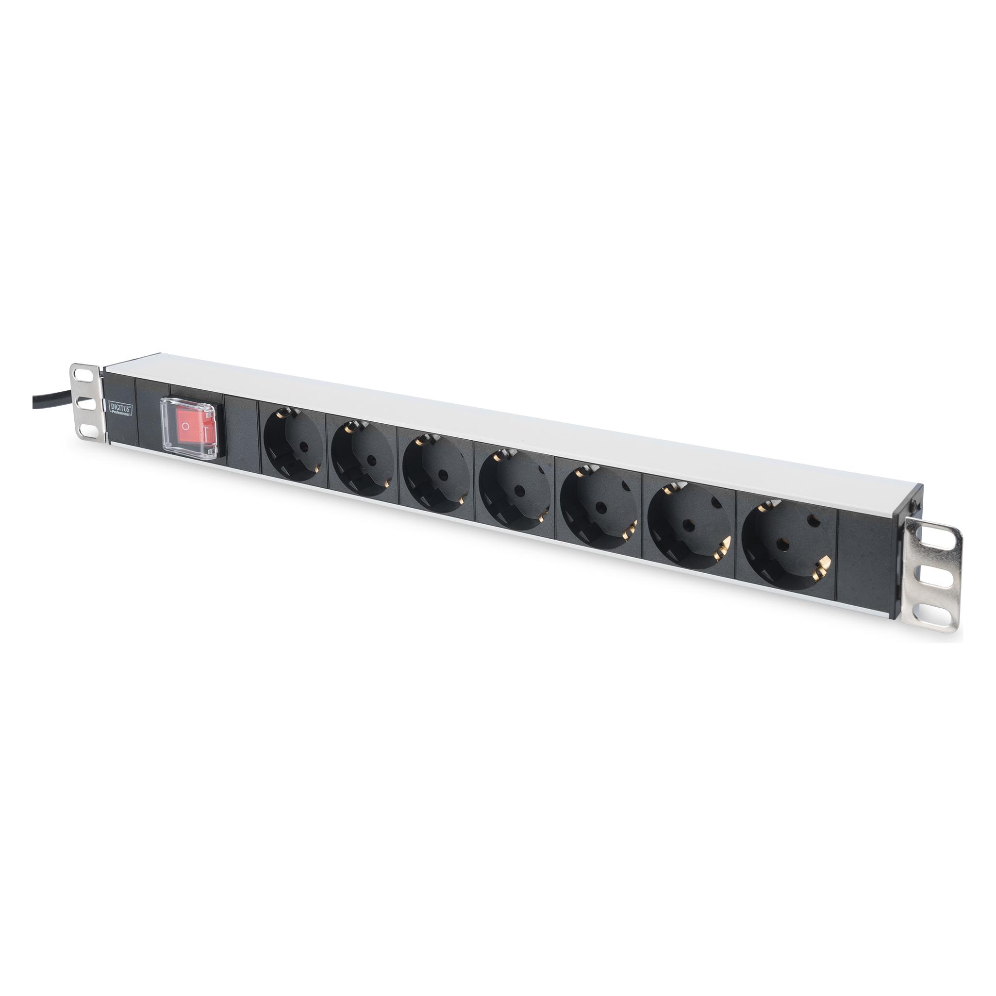 Digitus Steckdosenleiste mit Aluminiumprofil / DE Steckdosen (7x, CEE 7/3, 2 m) (DN-95402)