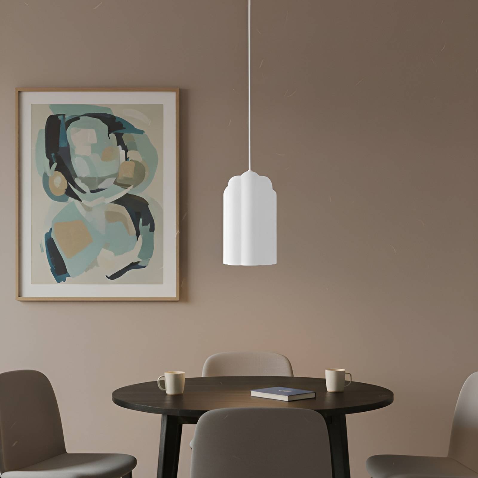 Glas Hängelampe Lunja Lucande, weiß / opal, für Wohn- / Esszimmer, Glas, Modern, Pendelleuchte