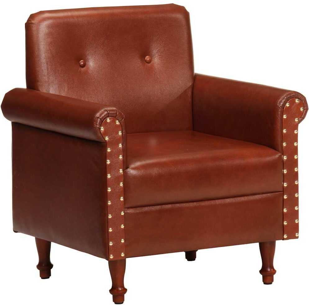 vidaXL Chaise cabriolet marron cuir véritable