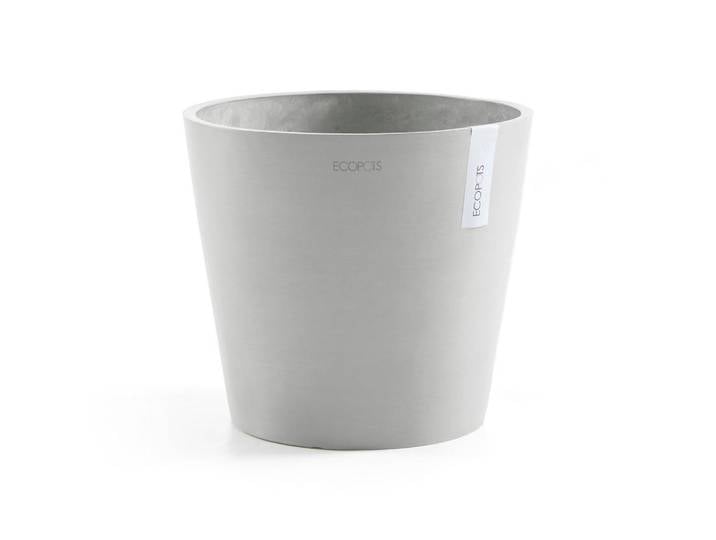 Ecopots Blumentopf mit Wasserreservoir Amsterdam 30/25,9 cm Hellgrau, Kunststoff, Beton Optik, Rund, 25.9 cm, Dekoration, Blumen & Blumentöpfe, Übertöpfe