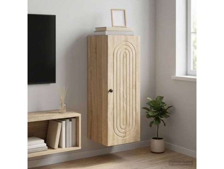 Wandschrank Sonoma-Eiche 33x34,5x90 cm Holzwerkstoff mit Pendeltüren Vintage-Design, wandmontiert, 90°-Pendeltüren, Scharnier, viel Stauraum, Holzwerkstoff, Sonoma-Eiche