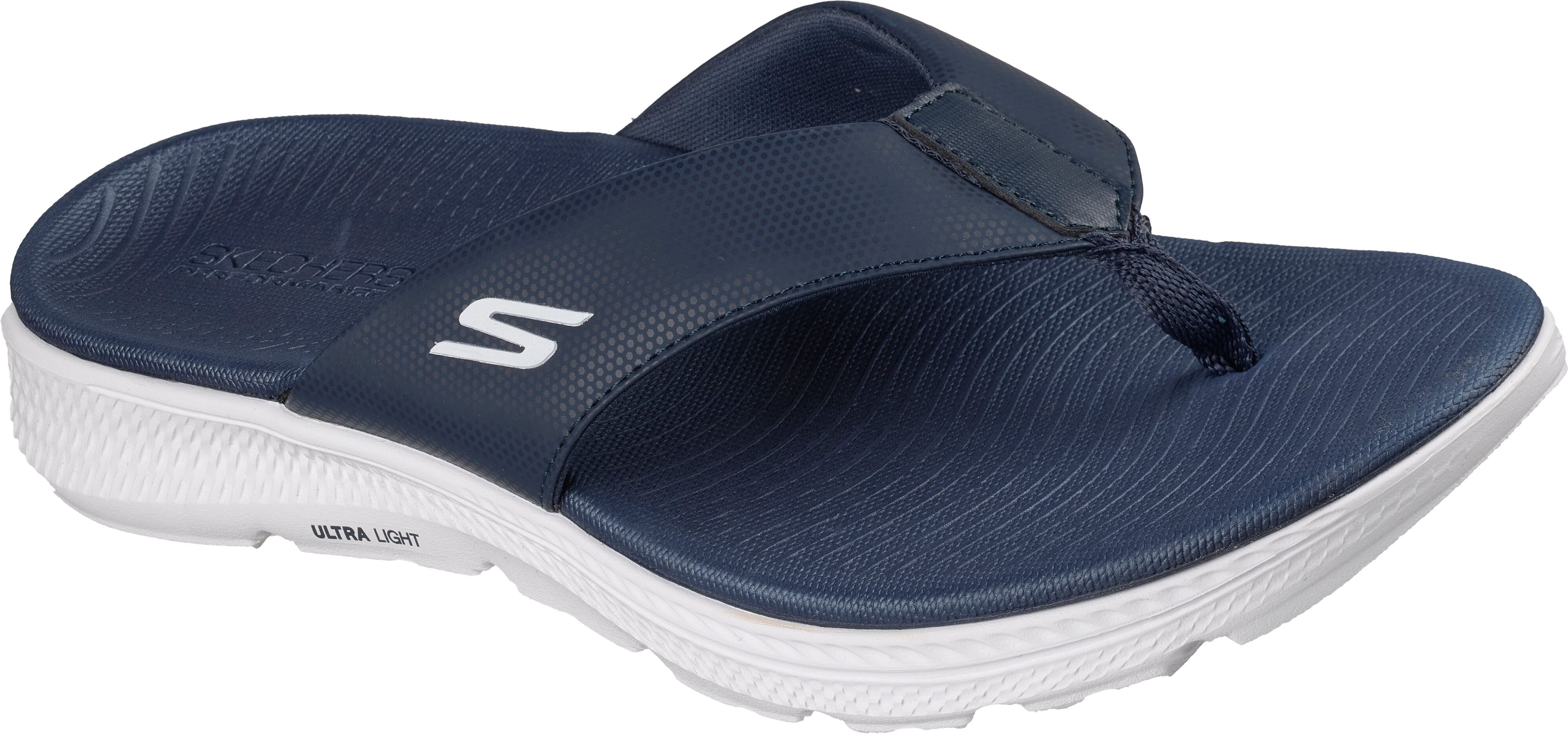 Zehentrenner SKECHERS "GO CONSISTENT SANDAL 2.0 CANTON", Herren, Gr. 48, blau (navy, weiß), Synthetik, kontrastfarbene Details, Schuhe Zehentrenner, Badeschuh, Sommerschuh, Flat mit Goga Mat Fussbett navy, weiß 48