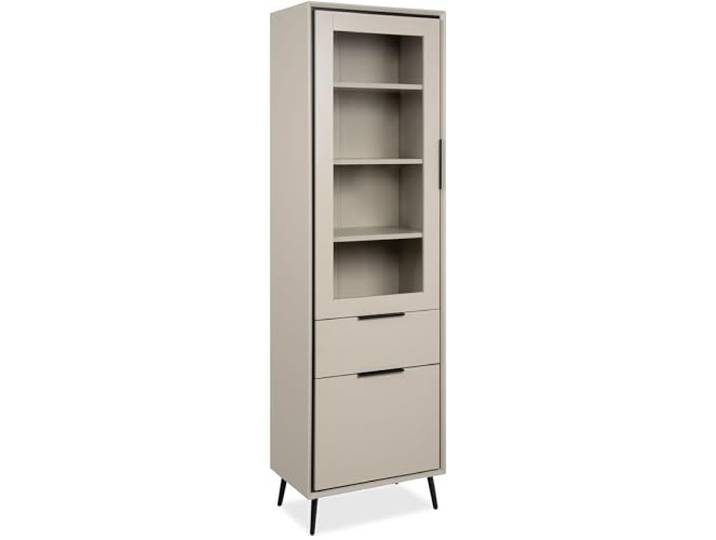 Finori Vitrine Arona 52B Sand/schwarz melaminbeschichtet HxBxT 200x60x38 cm