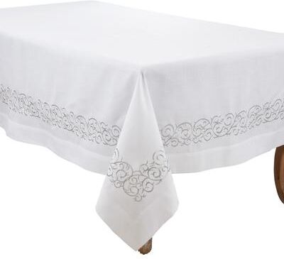 Saro Lifestyle Embroidered Design Scroll Tablecloth