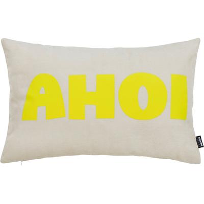 Dekokissen DONE. "AHOI", beige (beige, neon gelb, schriftzug), B:40cm L:60cm, Polyester, Dekokissen_Sitzkissen_Kissenhüllen, Extra weiche Haptik