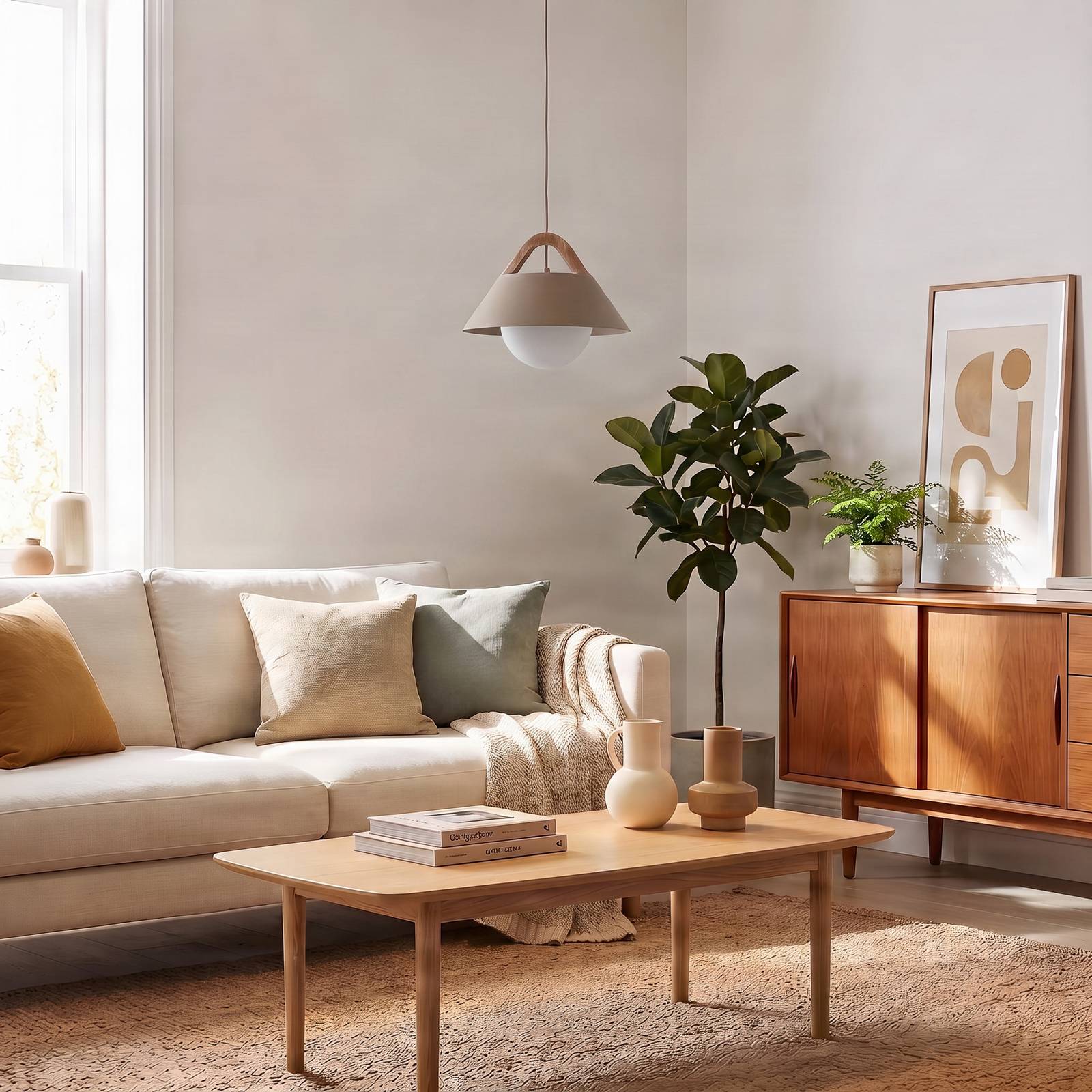 Hängelampe Funda Luminex, dimmbar, creme / amber, für Wohn- / Esszimmer, Metall, Skandinavisch, Pendelleuchte