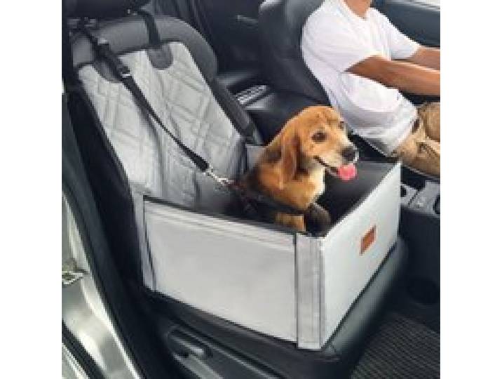 VEVOR Hundeautositz, Hundesitzerhöhung fürs Auto mit Stützrahmen, Haustierautositz mit ansteckbarer Sicherheitsleine, Baumwollfüllung, Hundeautobett für kleine Hunde bis 26 lbs, Grau