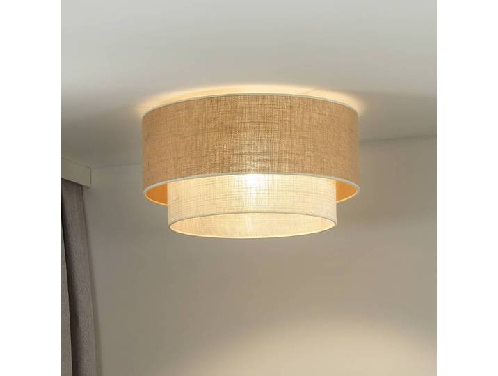 Deckenlampe Boho Jute Duolla, dimmbar, braun / rost, für Wohn- / Esszimmer, Textil / Stoff / Seide, Deckenlampe