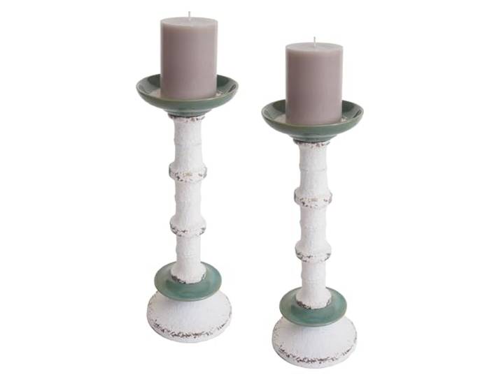 Mendler 2er-Set Kerzenständer HWC-N35 Metall Keramik Höhe 36cm