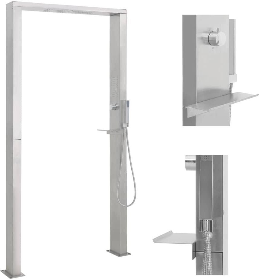 vidaXL Douche d'extérieur à double jet Acier inoxydable