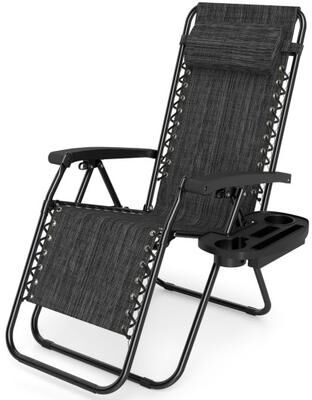 Costway Portable Zero Gravity Chairs with Cup Holder Trays and Backrest-Gray