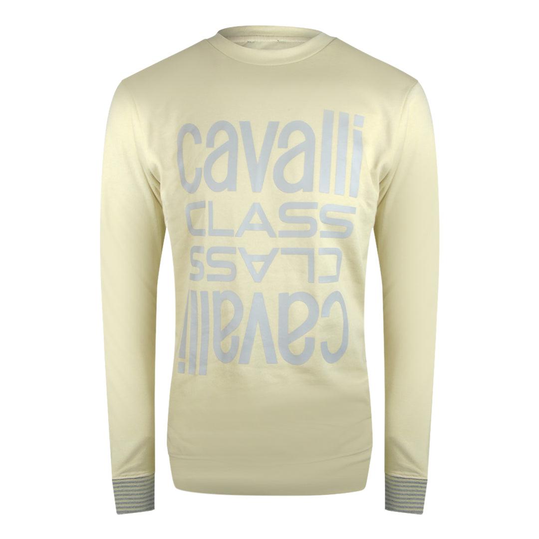Cavalli Class Sweatshirt Mit Mehreren Logos In Beige Und Sand