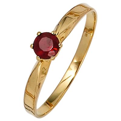 Goldring JOBO Gr. 54, gelb (gelbgold 585), Fingerringe, Damen, 54, Gelbgold 585, Goldring, 585 Gold mit Granat