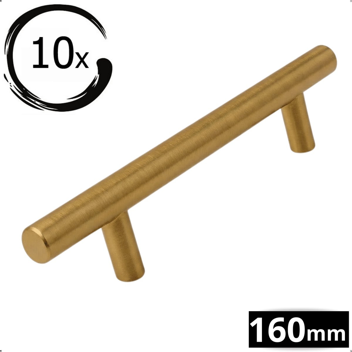 MJM 10x RVS T-greep Handgreep Goud 160mm