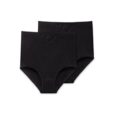 Slip SCHIESSER "Slip Cotton Essentials 2er Pack", Damen, Gr. XXL, schwarz, Obermaterial: 100% Baumwolle CO., Unterhosen Slip
