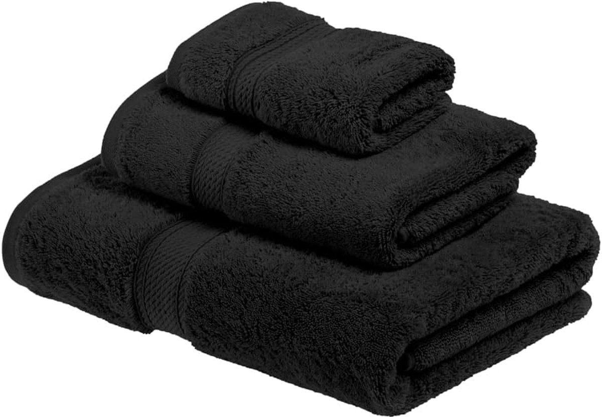 Luxe Katoenen Handdoekenset Zwart 3-Delig 900 GSM